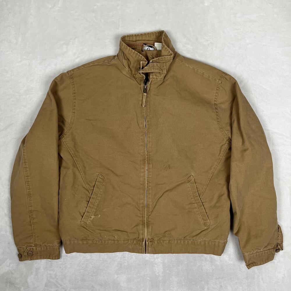 Vintage Route 66 Jacket Mens Medium Brown Canvas Quilted Lined Bomber Workwear